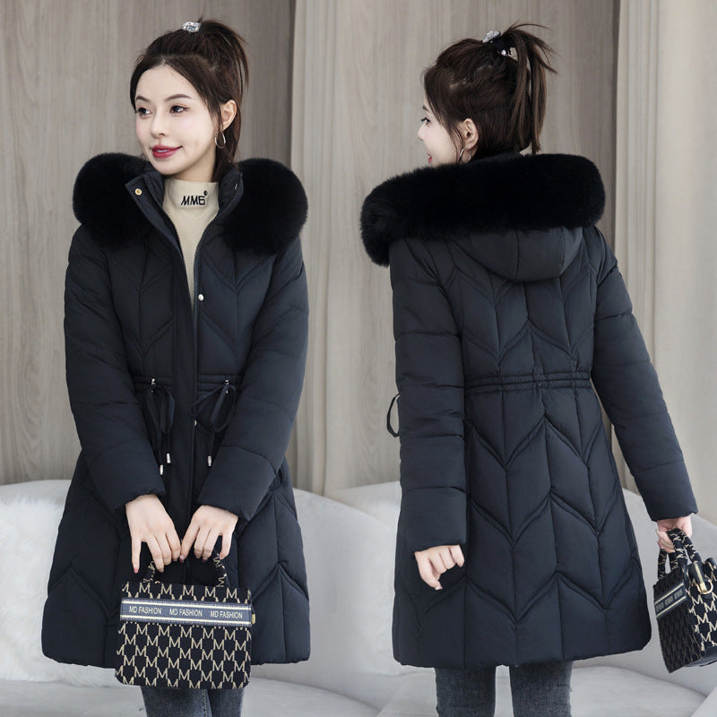 Mid-length Fur Collar Cotton Jacket