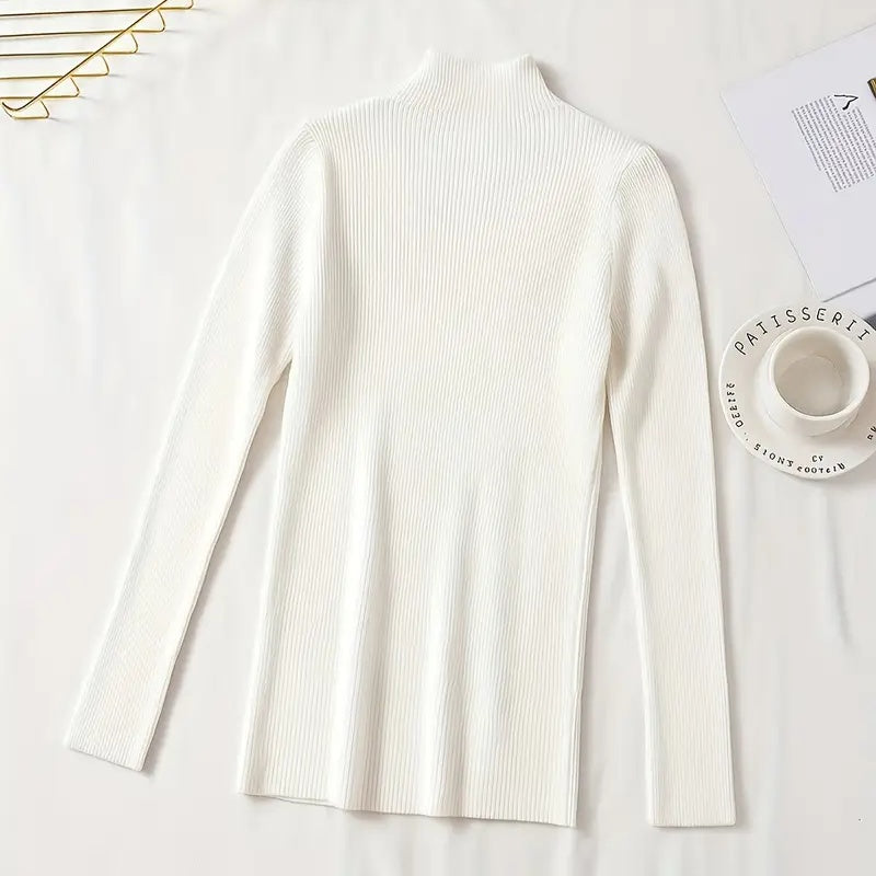 Women's Slim Fit Half-Zip Turtleneck Sweater