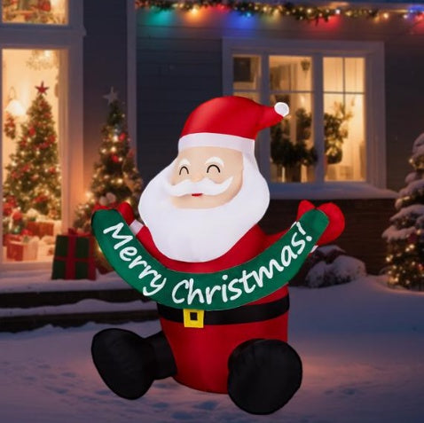5.8ft Inflatable Santa Christmas Banner LED