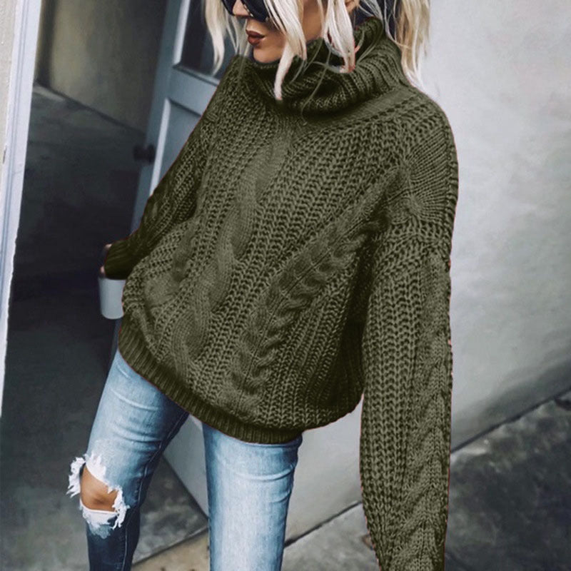 Women's Cable Knit Turtleneck Sweater - 2026 Winter Collection Classic Knitwear