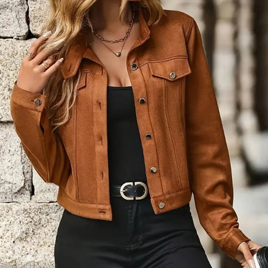 Faux Suede Cropped Jacket, Vintage – Minimal Elegance | The Simple Co – Practical cottage, minimalist style, quiet luxury aesthetic, modern essential – The Simple Co.