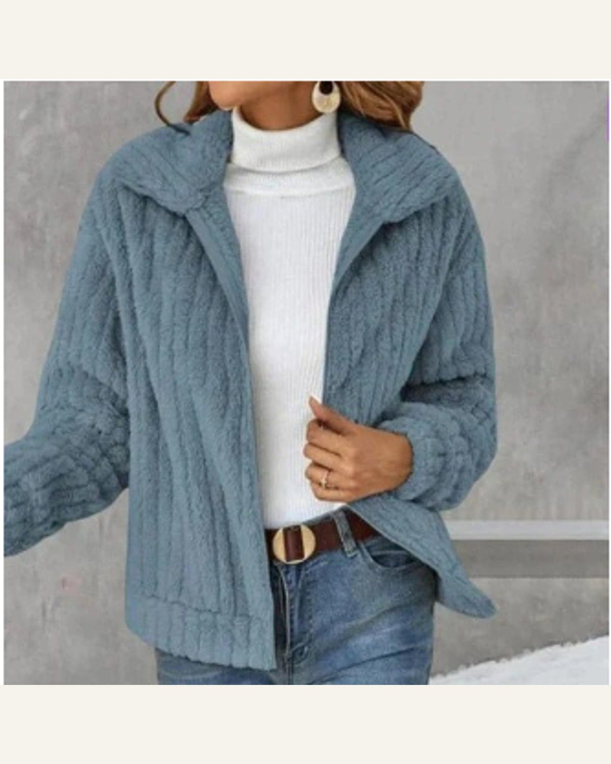 Cropped Lapel Jacket — Haze Blue
