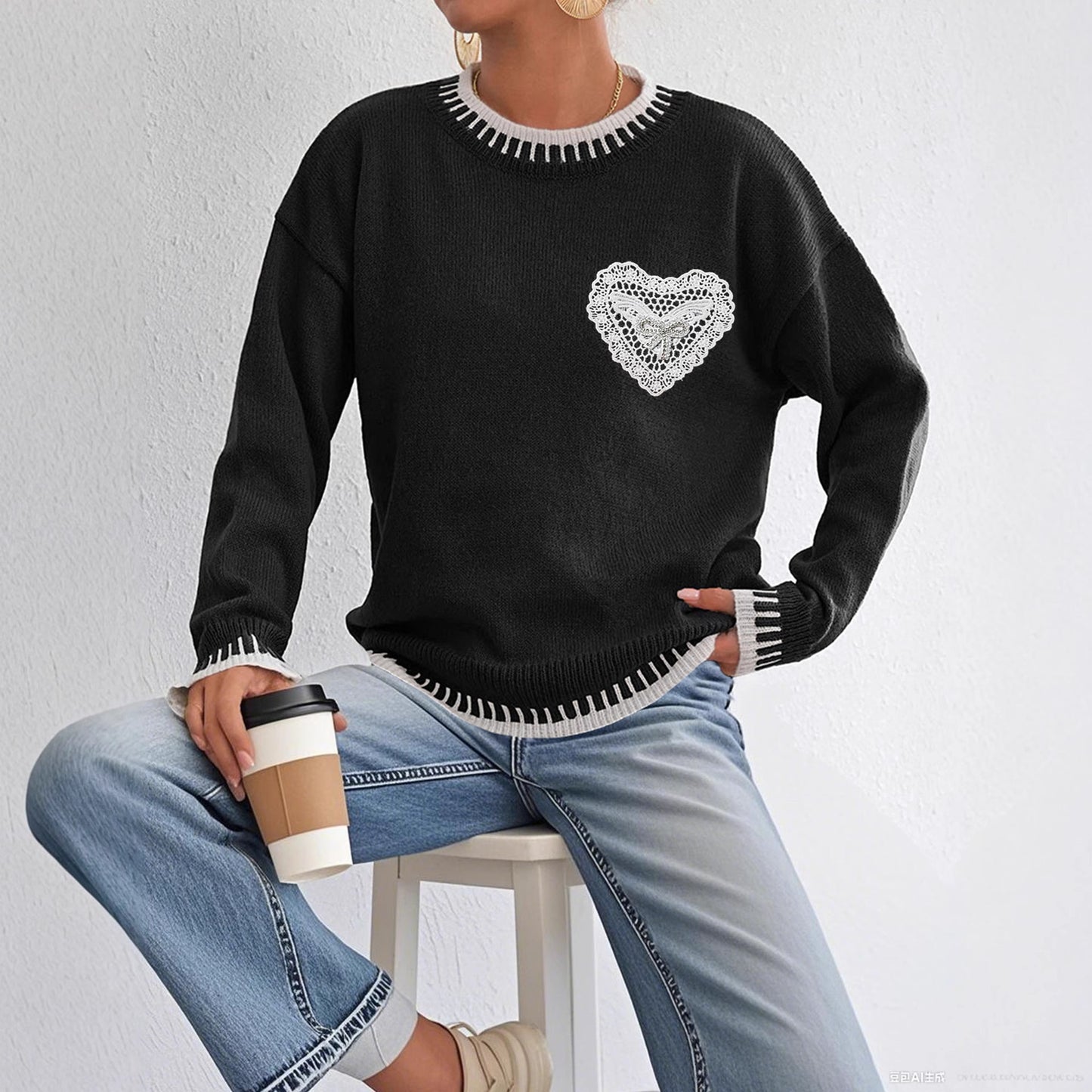 Color Contrast Patchwork Pullover