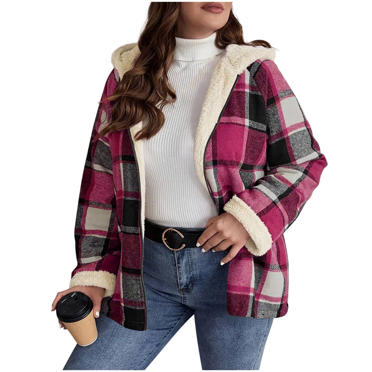 Fleece - Lined Plaid Hooded Coat - Vintage Style Thickened Jacket – Minimal Elegance | The Simple Co – Practical cottage, minimalist style, quiet luxury aesthetic, modern essential – The Simple Co.