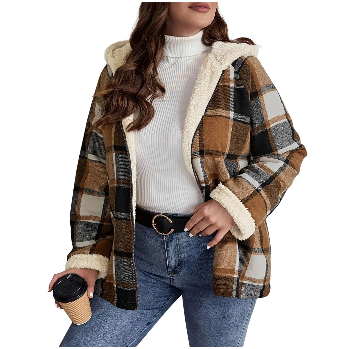Fleece - Lined Plaid Hooded Coat - Vintage Style Thickened Jacket – Minimal Elegance | The Simple Co – Practical cottage, minimalist style, quiet luxury aesthetic, modern essential – The Simple Co.