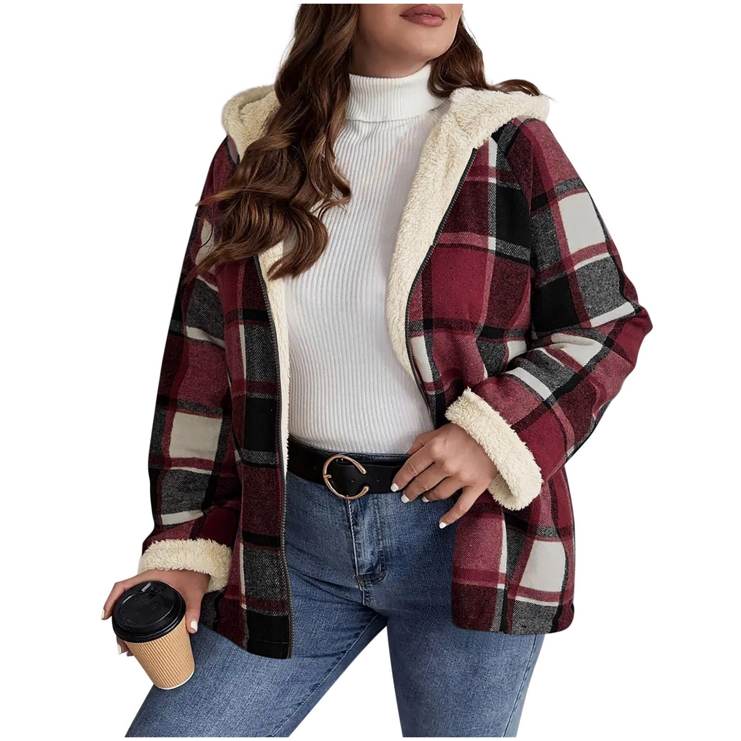 Fleece - Lined Plaid Hooded Coat - Vintage Style Thickened Jacket – Minimal Elegance | The Simple Co – Practical cottage, minimalist style, quiet luxury aesthetic, modern essential – The Simple Co.
