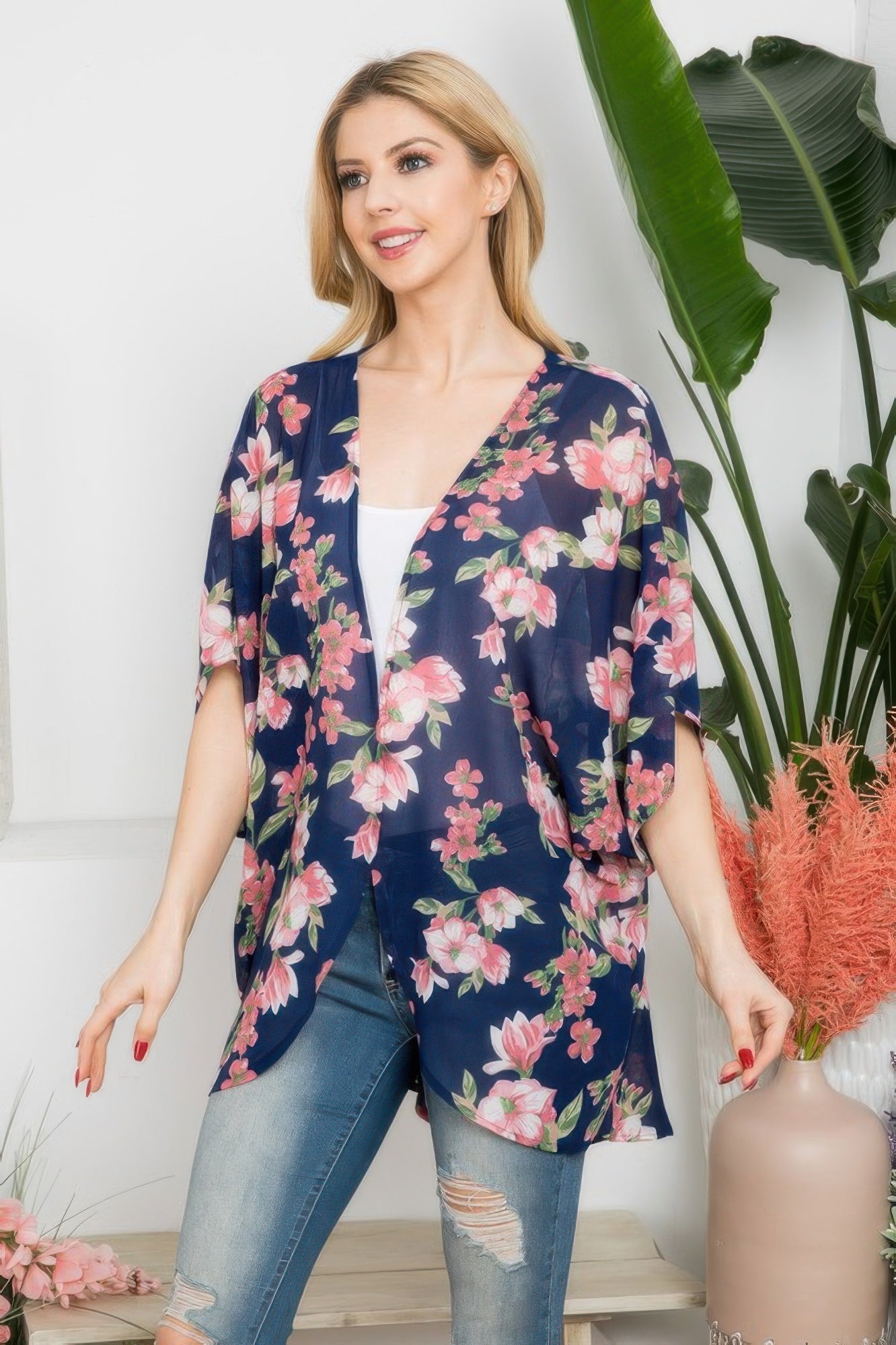 Floral Open-Front Kimono Layer – Light Layers, minimalist style, quiet luxury aesthetic, modern essential – The Simple Co.