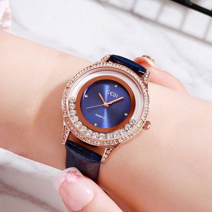 GEDI Double - Diamond Leather Belt All - Match Watch For Women – Minimal Elegance | The Simple Co – Practical cottage, minimalist style, quiet luxury aesthetic, modern essential – The Simple Co.