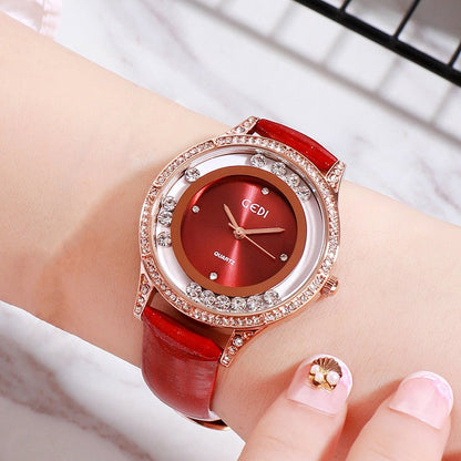GEDI Double - Diamond Leather Belt All - Match Watch For Women – Minimal Elegance | The Simple Co – Practical cottage, minimalist style, quiet luxury aesthetic, modern essential – The Simple Co.