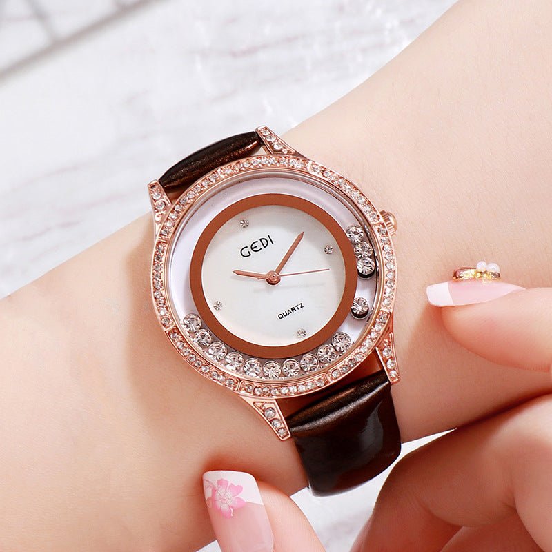 GEDI Double - Diamond Leather Belt All - Match Watch For Women – Minimal Elegance | The Simple Co – Practical cottage, minimalist style, quiet luxury aesthetic, modern essential – The Simple Co.