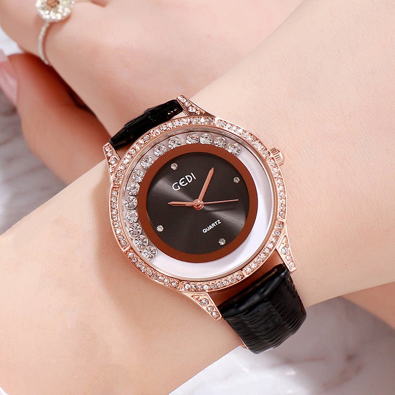 GEDI Double - Diamond Leather Belt All - Match Watch For Women – Minimal Elegance | The Simple Co – Practical cottage, minimalist style, quiet luxury aesthetic, modern essential – The Simple Co.