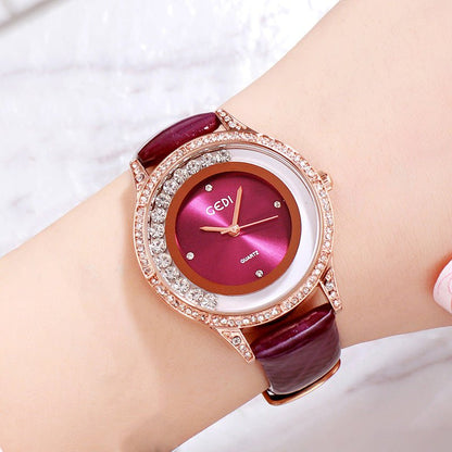 GEDI Double - Diamond Leather Belt All - Match Watch For Women – Minimal Elegance | The Simple Co – Practical cottage, minimalist style, quiet luxury aesthetic, modern essential – The Simple Co.