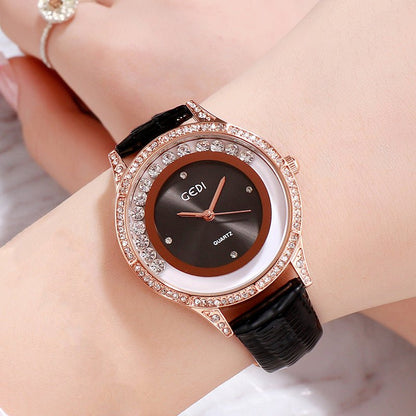 GEDI Double - Diamond Leather Belt All - Match Watch For Women – Minimal Elegance | The Simple Co – Practical cottage, minimalist style, quiet luxury aesthetic, modern essential – The Simple Co.