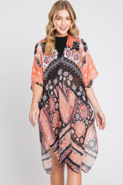 Geometric-Print Open-Front Kimono Layer – Light Layers, minimalist style, quiet luxury aesthetic, modern essential – The Simple Co.