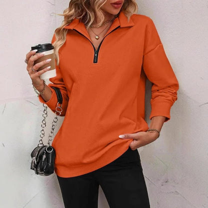Half - Sleeve Zipper Sweatshirt - 2026 Winter Collection Fashion Pullover – Minimal Elegance | The Simple Co – Tops, minimalist style, quiet luxury aesthetic, modern essential – The Simple Co.