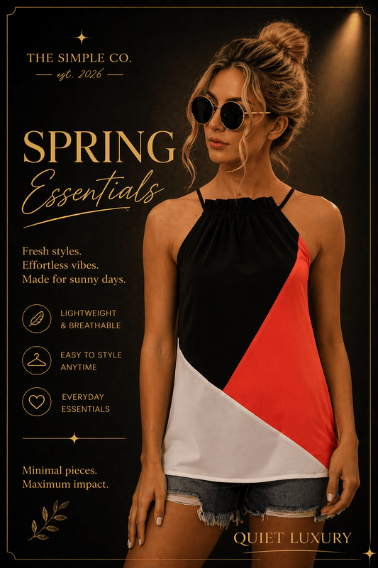 Halterneck Strap Contrast Color Vest - Effortless Spring/Summer Collection | The Simple Co. – Apparel & Accessories > Clothing > Shirt, minimalist style, quiet luxury aesthetic, modern essential – The Simple Co.
