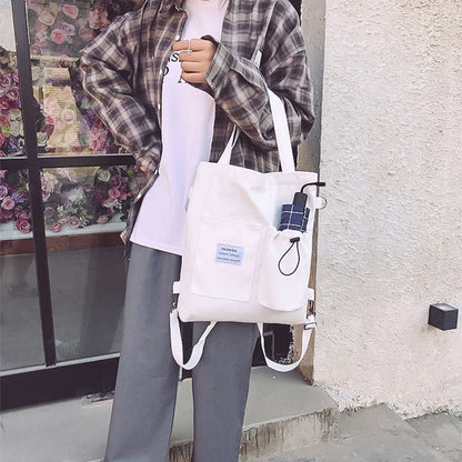 Harajuku Canvas Bags Students Handbag With – Minimal Elegance | The Simple Co – 學校背包, minimalist style, quiet luxury aesthetic, modern essential – The Simple Co.
