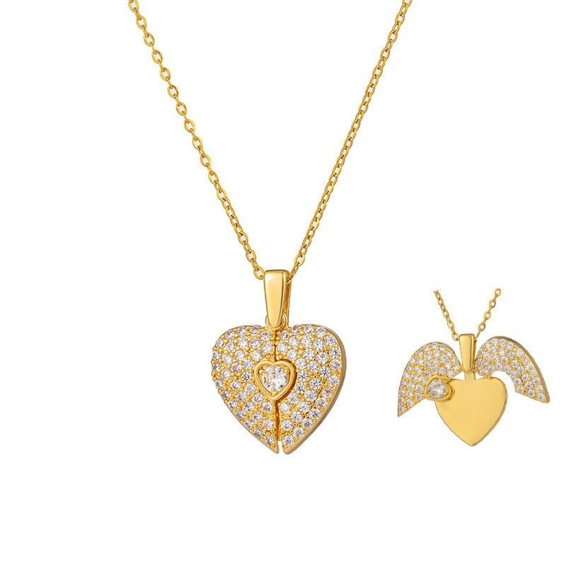 Heart Opening Wings Pendant Necklace - Love Inspired – Minimal Elegance | The Simple Co – Women's Jewelry, minimalist style, quiet luxury aesthetic, modern essential – The Simple Co.