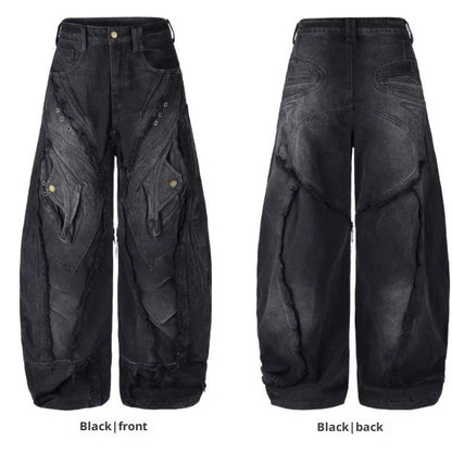 Heavy - Duty Raw - Edged Distressed Post - Apocalyptic Loose - Fit Jeans – Minimal Elegance | The Simple Co – Men’s Bottoms, minimalist style, quiet luxury aesthetic, modern essential – The Simple Co.