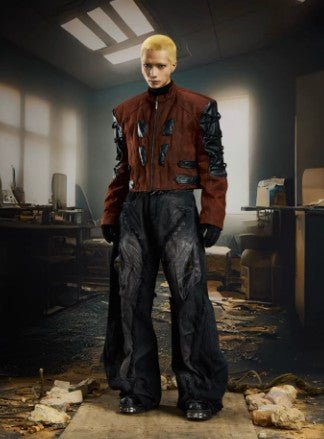 Heavy - Duty Raw - Edged Distressed Post - Apocalyptic Loose - Fit Jeans – Minimal Elegance | The Simple Co – Men’s Bottoms, minimalist style, quiet luxury aesthetic, modern essential – The Simple Co.