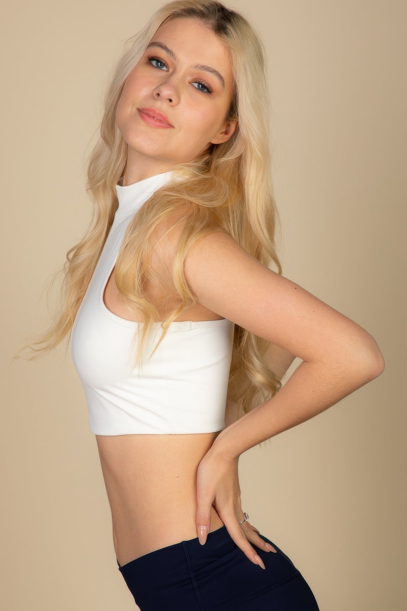 High-Neck Racerback Tank – Tops, minimalist style, quiet luxury aesthetic, modern essential – The Simple Co.