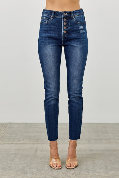 High-Rise Button-Fly Skinny Jeans – Jeans, minimalist style, quiet luxury aesthetic, modern essential – The Simple Co.