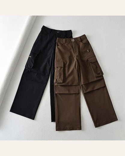 High-Waist Multi-Pocket Cargo Pants — warm ivory product cover