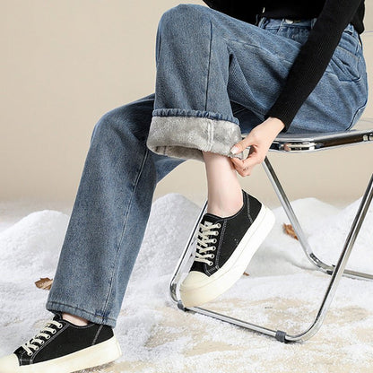 High - Waist Fleece - Lined Jeans - 2026 Winter Collection Casual Denim Pants – Minimal Elegance | The Simple Co – Bottoms, minimalist style, quiet luxury aesthetic, modern essential – The Simple Co.