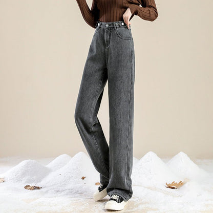 High - Waist Fleece - Lined Jeans - 2026 Winter Collection Casual Denim Pants – Minimal Elegance | The Simple Co – Bottoms, minimalist style, quiet luxury aesthetic, modern essential – The Simple Co.