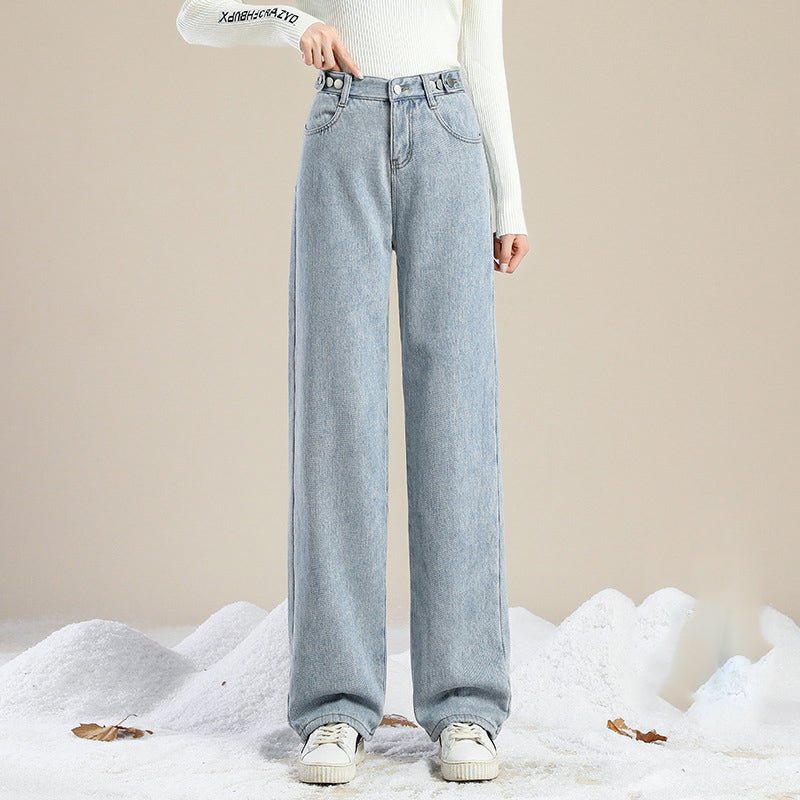 High - Waist Fleece - Lined Jeans - 2026 Winter Collection Casual Denim Pants – Minimal Elegance | The Simple Co – Bottoms, minimalist style, quiet luxury aesthetic, modern essential – The Simple Co.