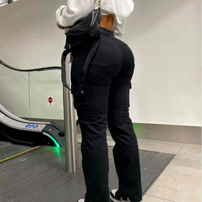 High - Waist Multi - Pocket Cargo Pants - 2026 Winter Collection Stretch Workwear Trousers – Minimal Elegance | The Simple Co – Bottoms, minimalist style, quiet luxury aesthetic, modern essential – The Simple Co.