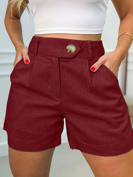 High Waist Solid Color Shorts | The Simple Co. – Bottoms, minimalist style, quiet luxury aesthetic, modern essential – The Simple Co.