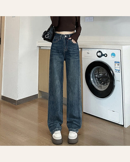 High-Waist Straight-Leg Cotton Jeans — warm ivory product cover