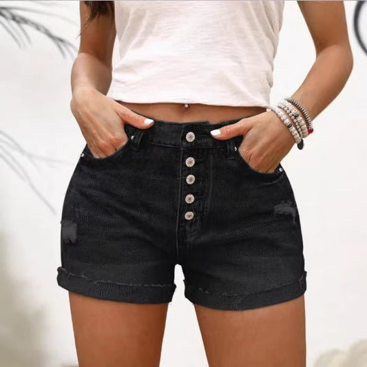 High-Waist Straight-Leg Denim Shorts – Women's Street Style | The Simple Co. – Bottoms, minimalist style, quiet luxury aesthetic, modern essential – The Simple Co.