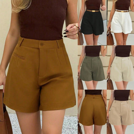 High-Waist Straight-Leg Shorts – Women's Casual Cropped Pants | The Simple Co. – Bottoms, minimalist style, quiet luxury aesthetic, modern essential – The Simple Co.
