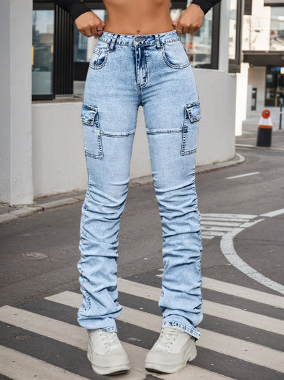 High - Waisted Elastic Jeans - 2026 Winter Collection Casual Street Style Denim – Minimal Elegance | The Simple Co – Bottoms, minimalist style, quiet luxury aesthetic, modern essential – The Simple Co.