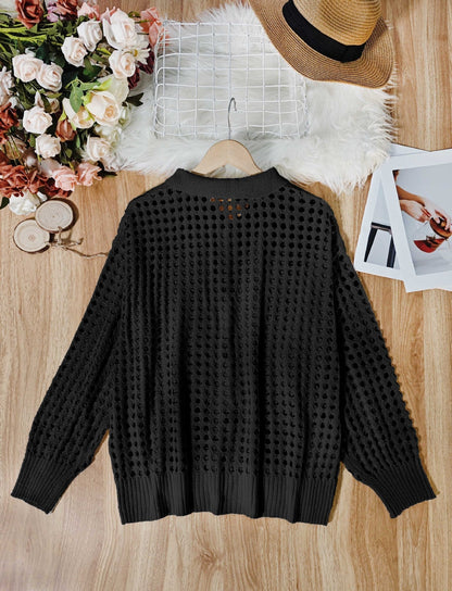 Hollow Knit Cardigan - 2026 Winter Collection Single - Breasted Oversized Sweater – Minimal Elegance | The Simple Co – Tops, minimalist style, quiet luxury aesthetic, modern essential – The Simple Co.