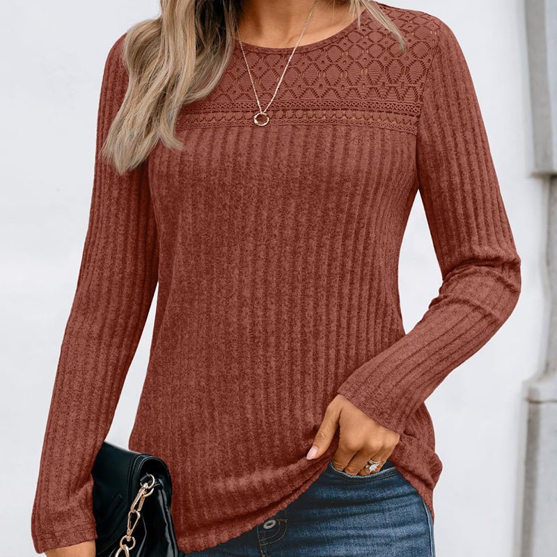 Hollow Out Pullover - 2026 Winter Collection Lightweight Long Sleeve Top – Minimal Elegance | The Simple Co – Practical cottage, minimalist style, quiet luxury aesthetic, modern essential – The Simple Co.