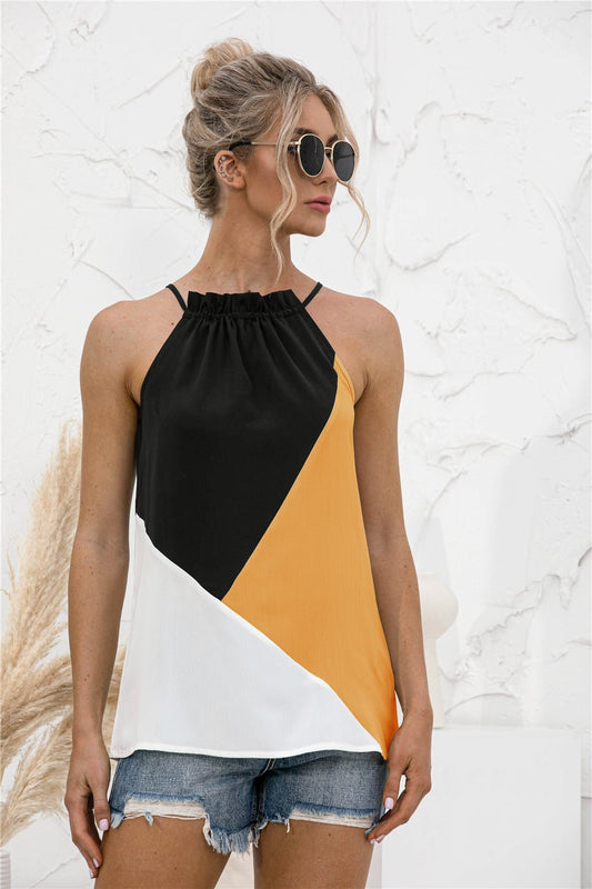 Hot Sale Halterneck Strap Contrast Color Vest – Versatile Spring/Summer | The Simple Co. – Apparel & Accessories > Clothing > Shirt, minimalist style, quiet luxury aesthetic, modern essential – The Simple Co.