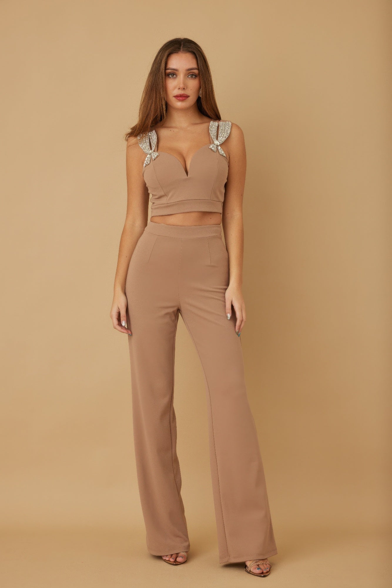 Jewel-Beaded Bow Two-Piece Set – Sets, minimalist style, quiet luxury aesthetic, modern essential – The Simple Co.