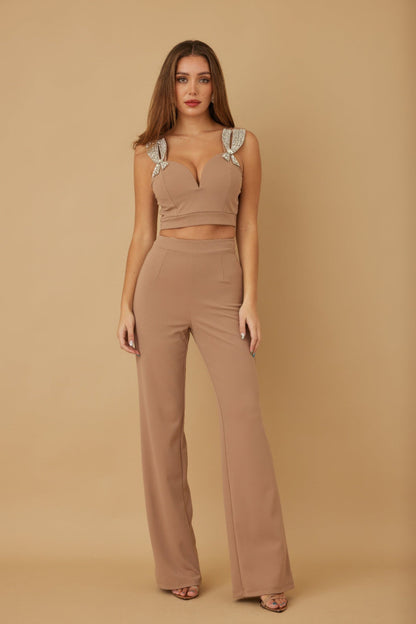 Jewel-Beaded Bow Two-Piece Set – Sets, minimalist style, quiet luxury aesthetic, modern essential – The Simple Co.