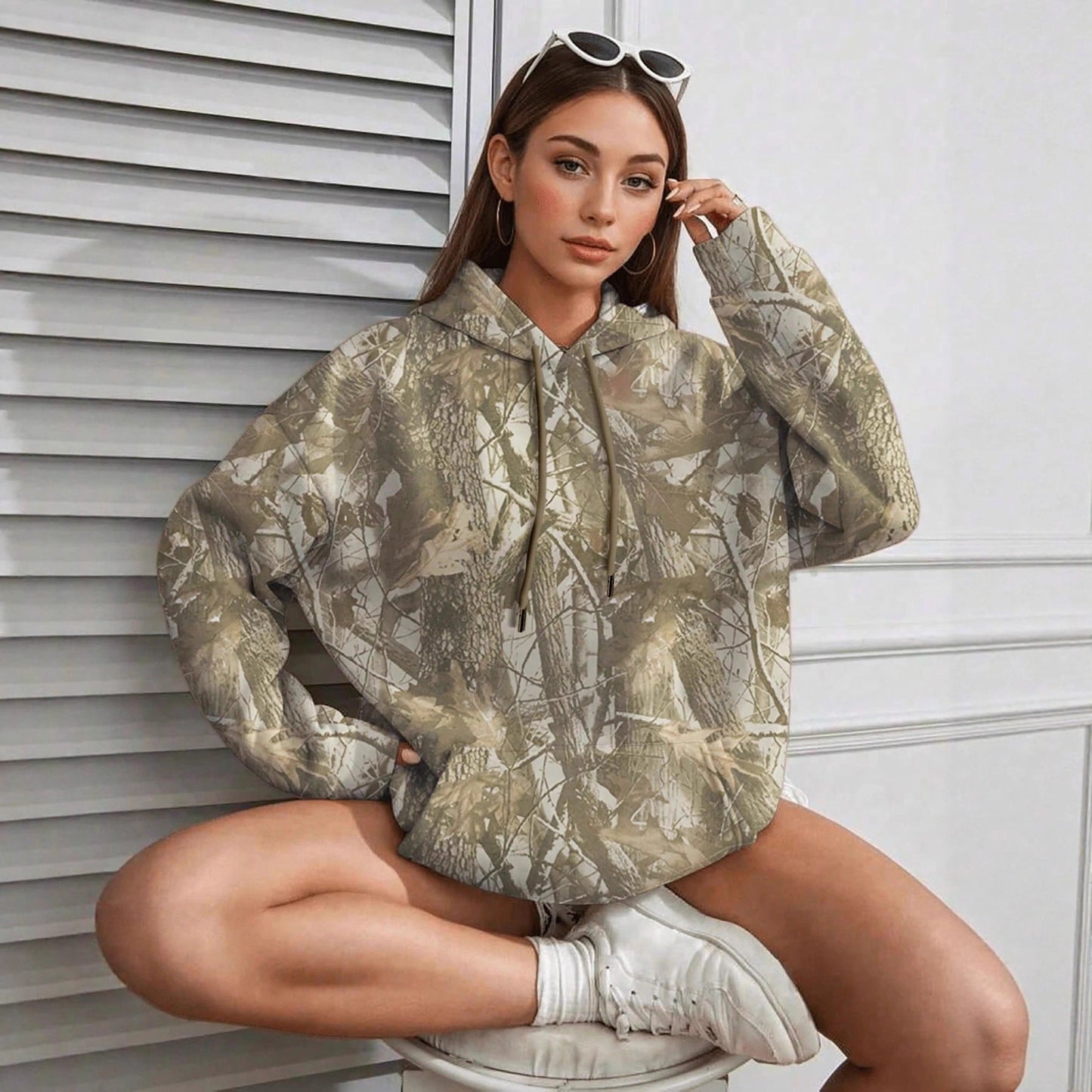 Jungle Maple Leaf Print Hoodie - 2026 Winter Collection Long Sleeve Sweatshirt – Minimal Elegance | The Simple Co – Tops, minimalist style, quiet luxury aesthetic, modern essential – The Simple Co.