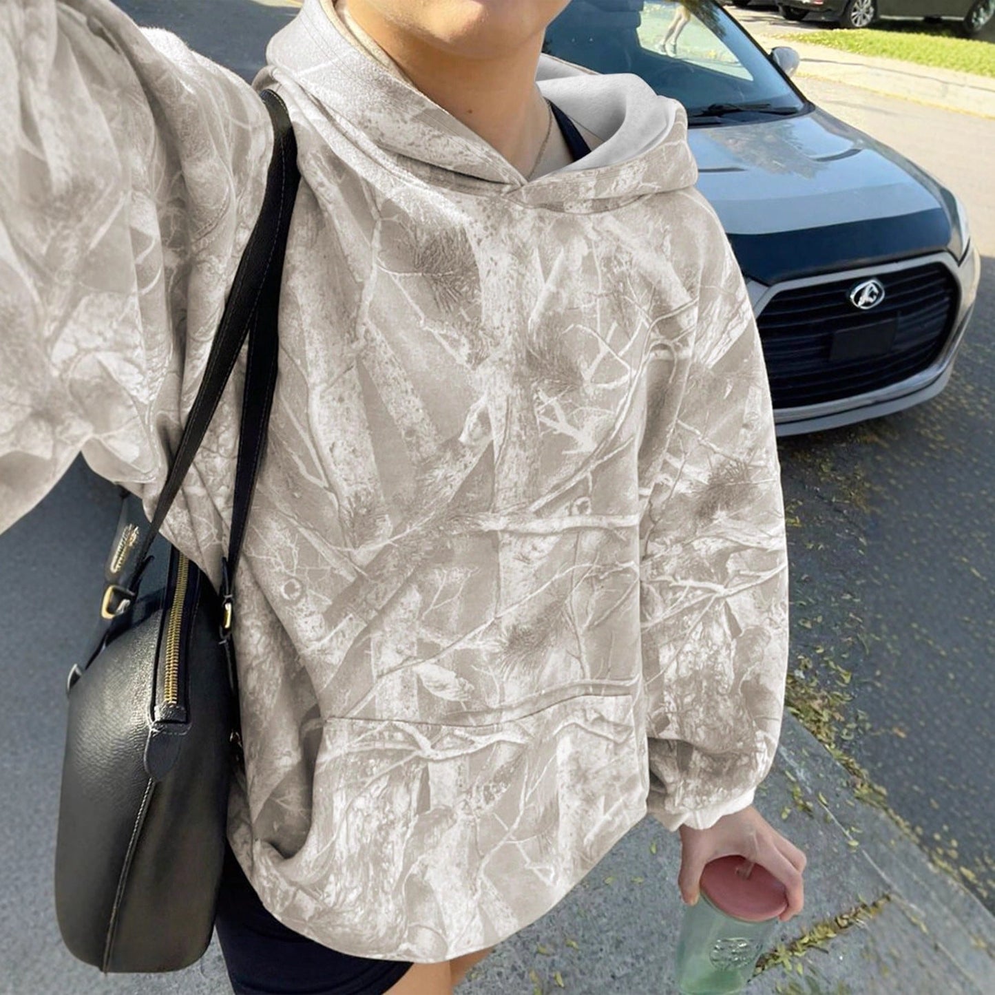 Jungle Maple Leaf Print Hoodie - 2026 Winter Collection Long Sleeve Sweatshirt – Minimal Elegance | The Simple Co – Tops, minimalist style, quiet luxury aesthetic, modern essential – The Simple Co.