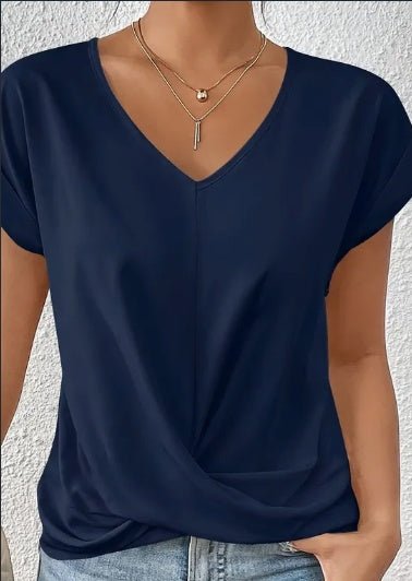 Knot V Neck Casual For in 2XL – Effortless Lightweight Summer Top for Women | The Simple Co. – Apparel & Accessories > Clothing > Shirt, minimalist style, quiet luxury aesthetic, modern essential – The Simple Co.