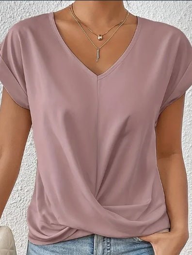 Knot V Neck Casual For in 2XL – Effortless Lightweight Summer Top for Women | The Simple Co. – Apparel & Accessories > Clothing > Shirt, minimalist style, quiet luxury aesthetic, modern essential – The Simple Co.