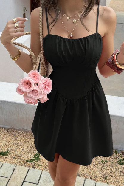 Lace-Trim Corset Mini Dress – Dresses, minimalist style, quiet luxury aesthetic, modern essential – The Simple Co.
