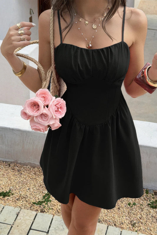 Lace-Trim Corset Mini Dress – Dresses, minimalist style, quiet luxury aesthetic, modern essential – The Simple Co.