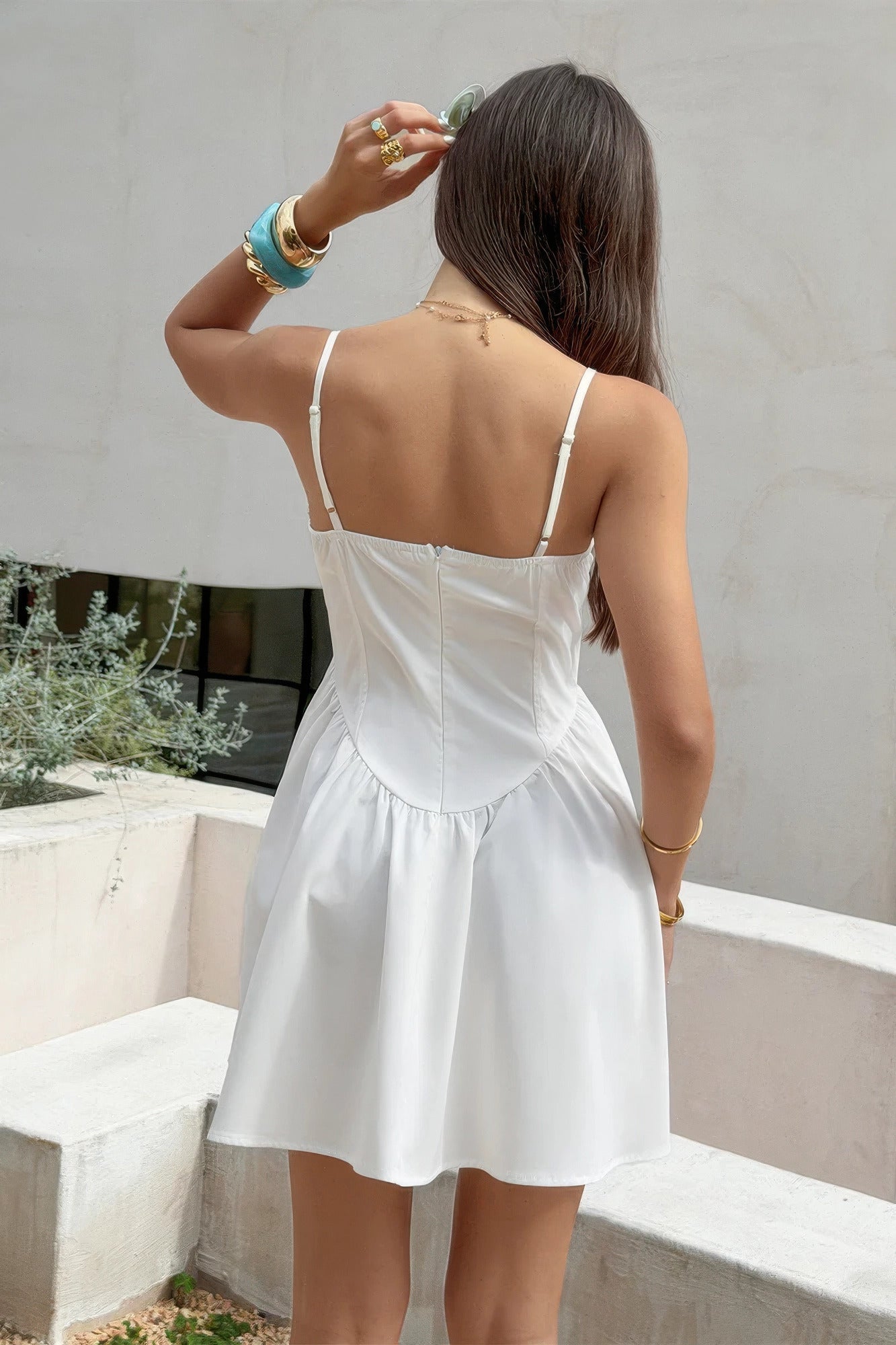 Lace-Trim Corset Mini Dress – Dresses, minimalist style, quiet luxury aesthetic, modern essential – The Simple Co.