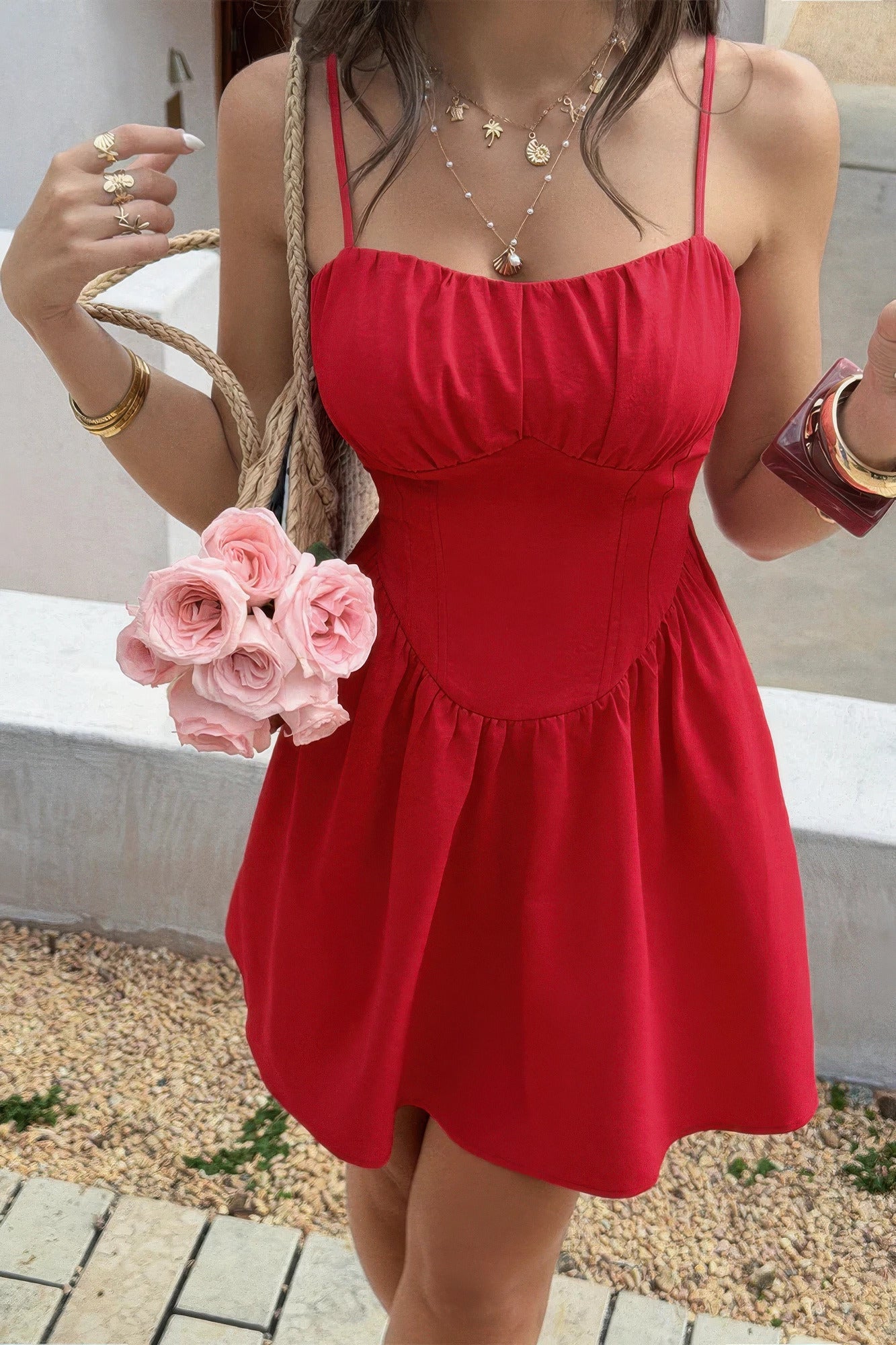 Lace-Trim Corset Mini Dress – Dresses, minimalist style, quiet luxury aesthetic, modern essential – The Simple Co.