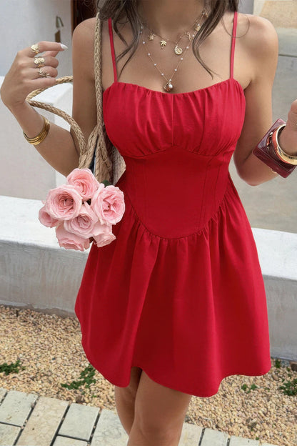 Lace-Trim Corset Mini Dress – Dresses, minimalist style, quiet luxury aesthetic, modern essential – The Simple Co.